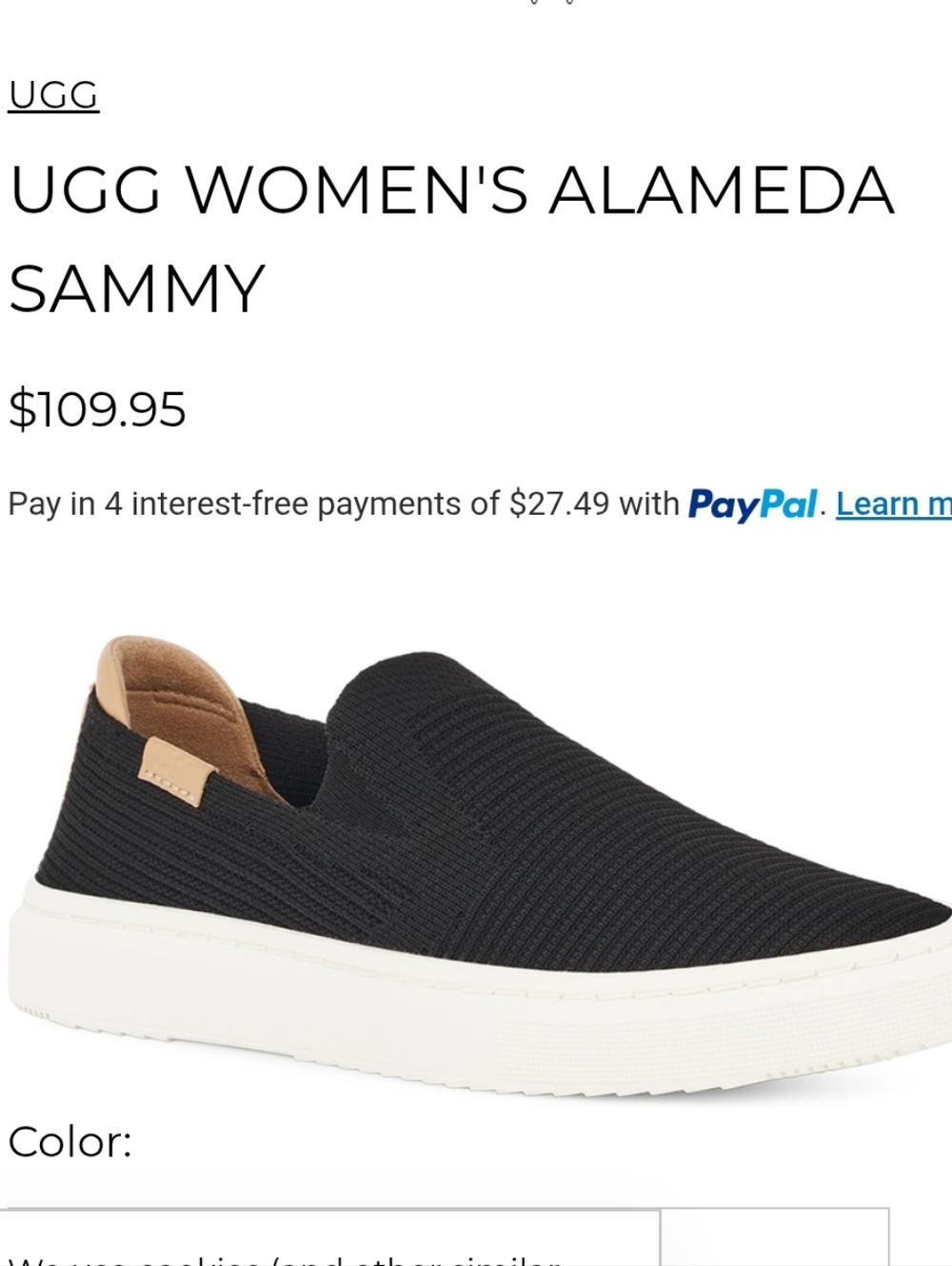 UGG Women's 8.5 Black Slip-On Sneaker